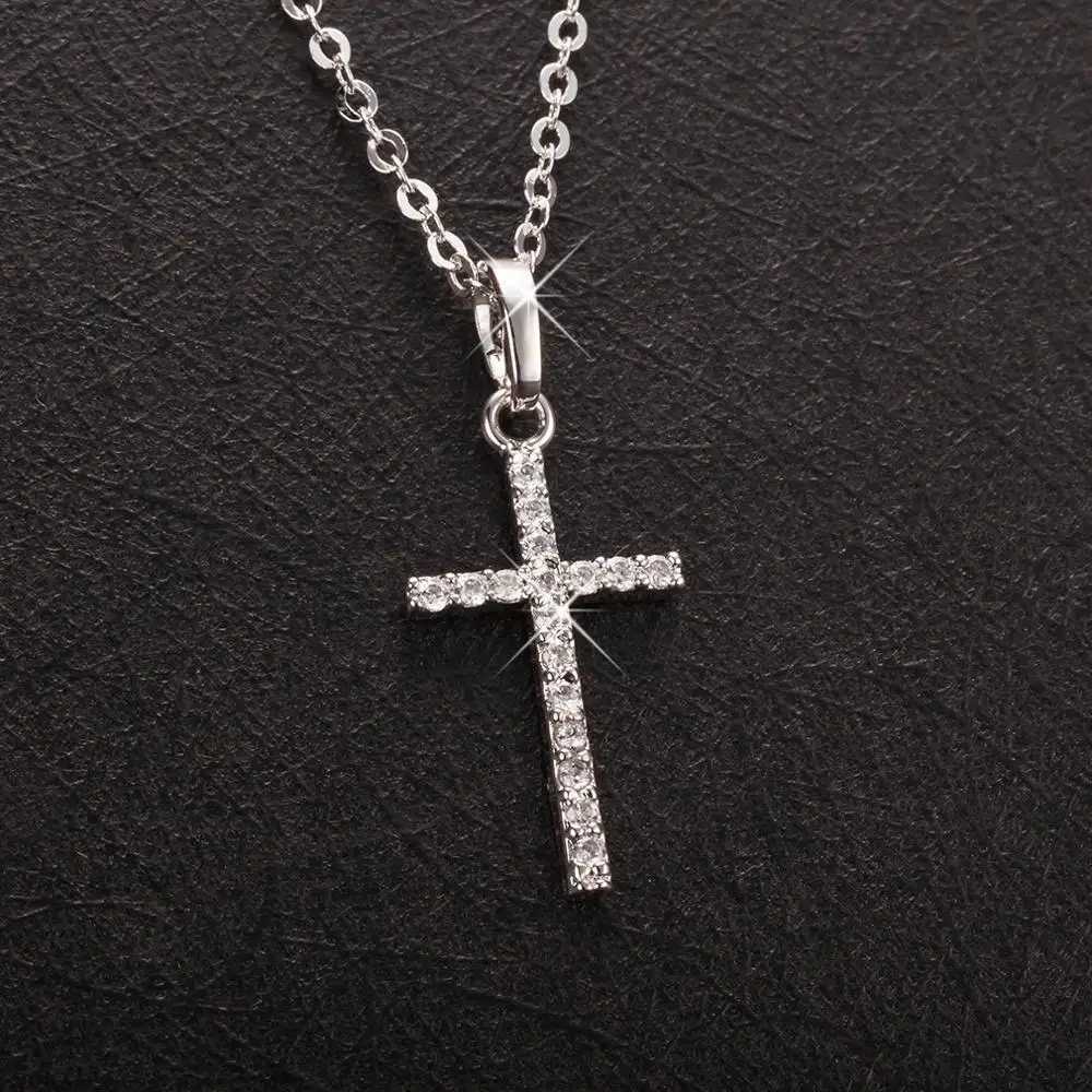 Fashion Cross Pendants Dropshipping Golden Silver Color Crystal Jesus Cross Pendant Necklace Jewelry For Men/Women Wholesale XJ250717