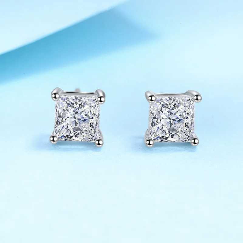 Genuine 925 Sterling Silver High-Quality Fashion Jewelry Square Crystal Stud Earrings For Women New XY0284 y250715