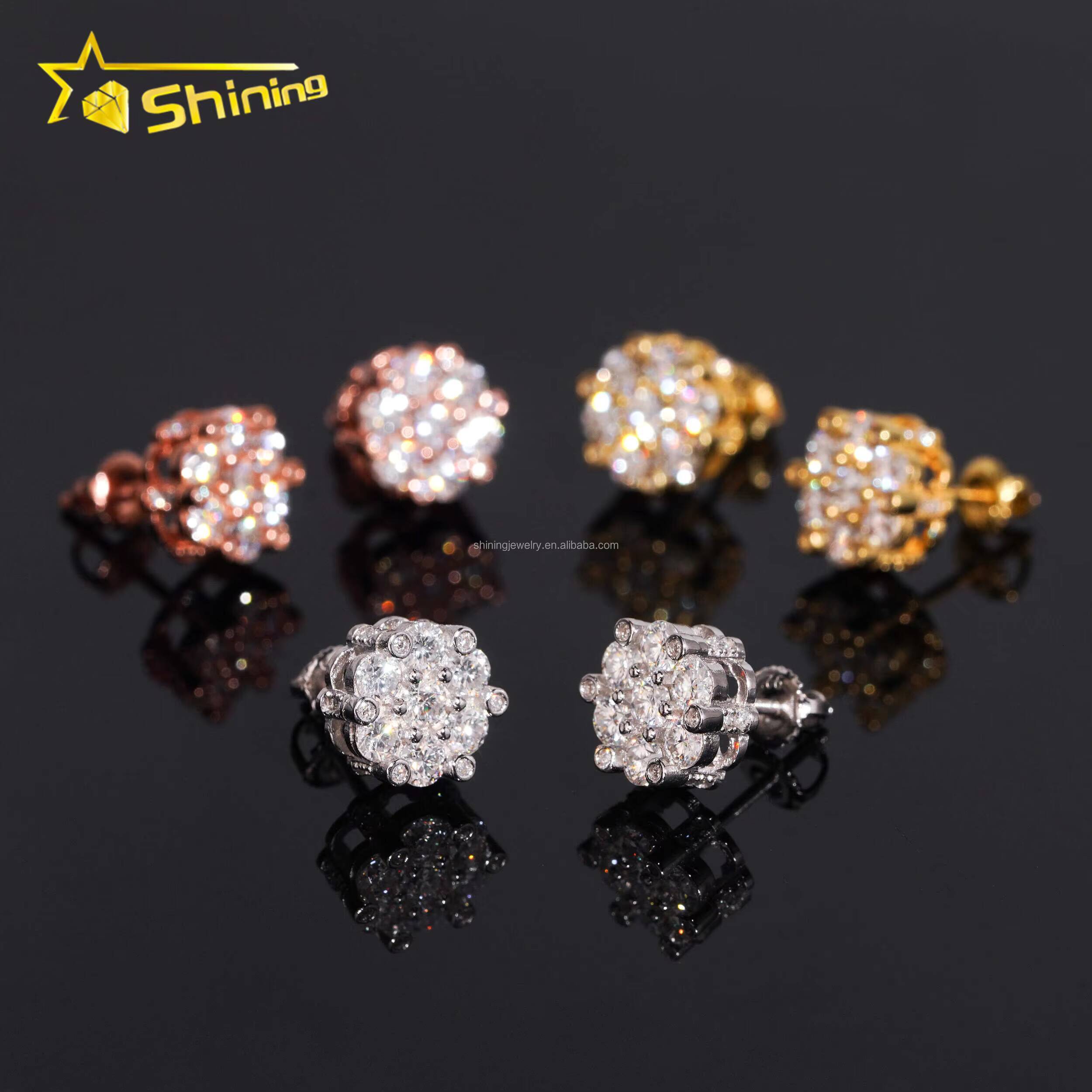 Luxury Fire Hot Selling Moissanite Stud Earrings GRA Certified 925 Sterling Silver Unisex Jewelry 925 Flower Shape Stud Earrings