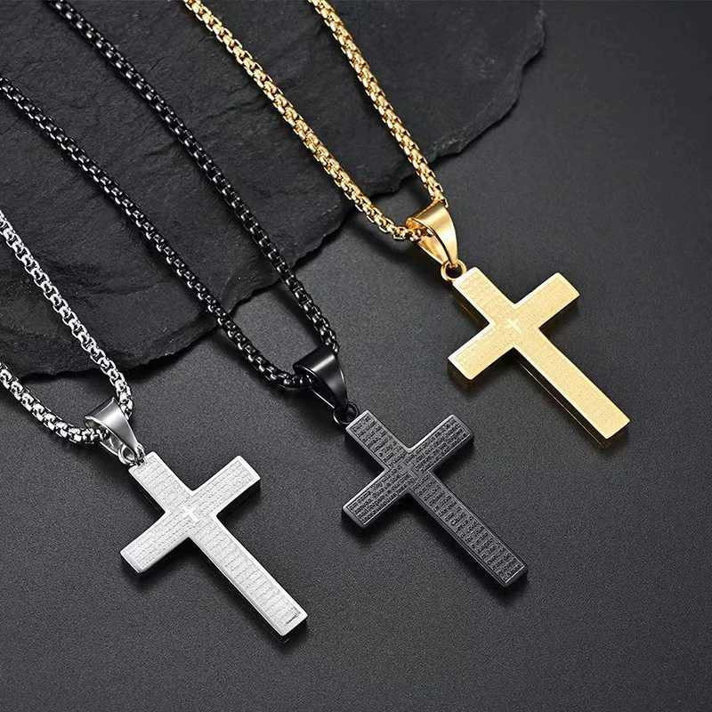Stainless Steel The Lords Prayer Cross Pendant Necklace For Men Women Christian Prayer Jewelry Accessories XJ250717