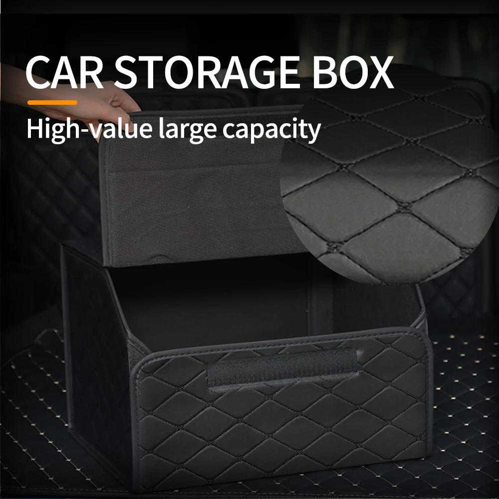 Car PU Leather Trunk Storage Box Portable Foldable Storage Car Multiuse Storage Car Trunk Bag Auto Storag Box 250715