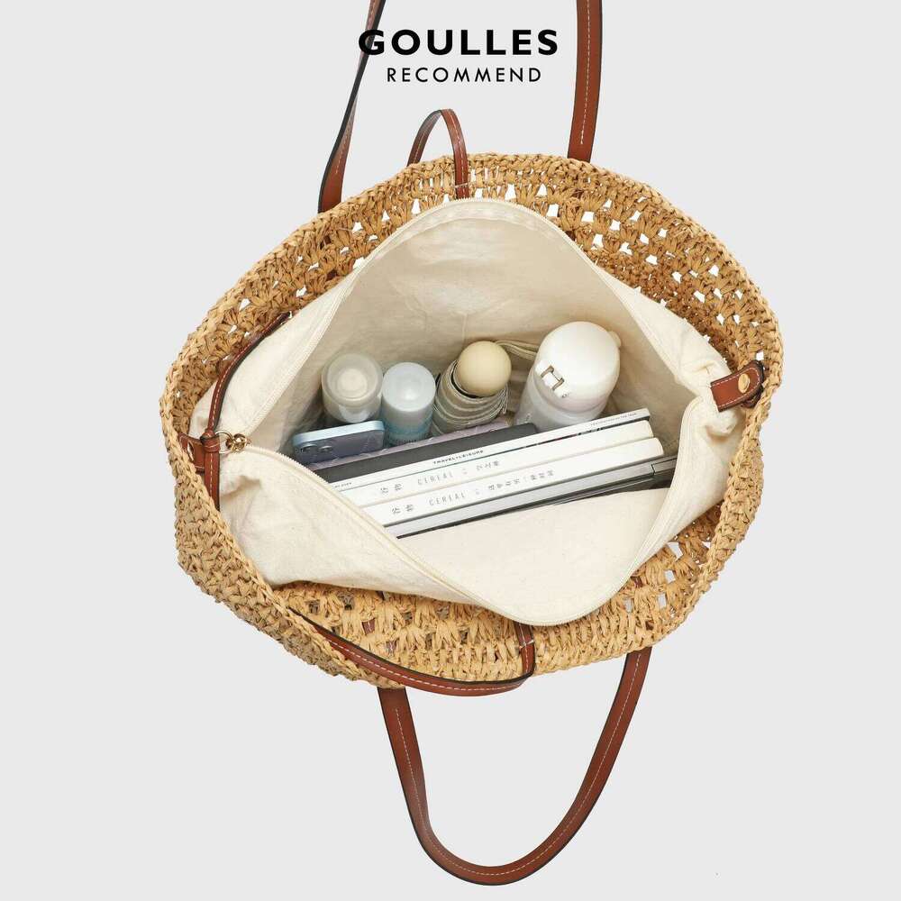 Fashion Grass Knitting Tote Handbags, Raffia Straw Woven Shoulder for Ladies, Holidays Beach Trendy Versatile Shopping Bags