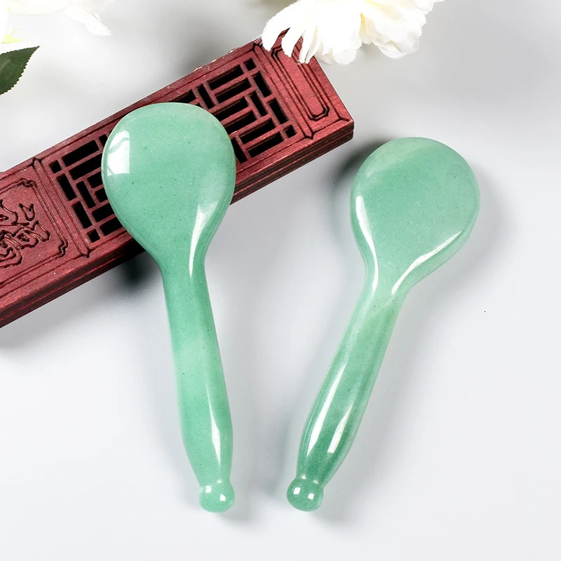 Jade Massage Wand Spoon Gua Sha Tool Acupoint Pen Health Care Natural Aventurine Stone Healing Massager Meridian Face Skin Care 250716