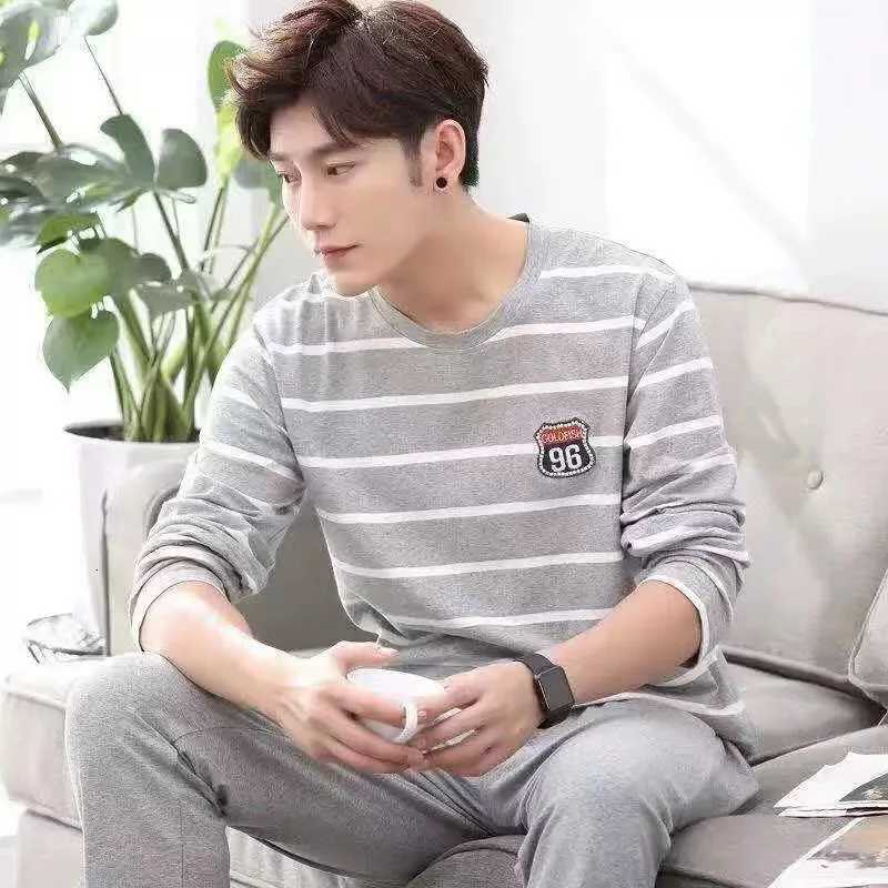 Pajamas Men Long Sleeve Autumn New Mens Youth Spring Autumn Winter Thin Imitation Cotton Loose Boys Home Wear Daily Comfort Set W250717