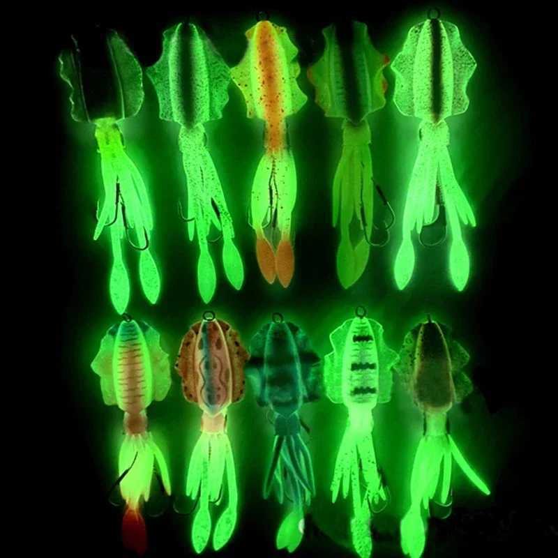 ZUKIBO Soft Squid Bait Fishing Trolling Lure Octopus Jigs 60g Luminous UV Squid Jig for Deep Sea Boat Fishing WobbLErs Bait Z250717