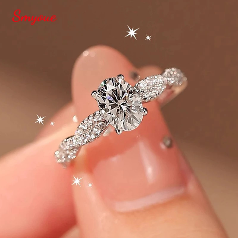 Smyoue Oval Cut 5*7mm Certified Rings for Women Plated Classic Wedding Jewelry 925 Sterling Silver Lab Diamond 250716