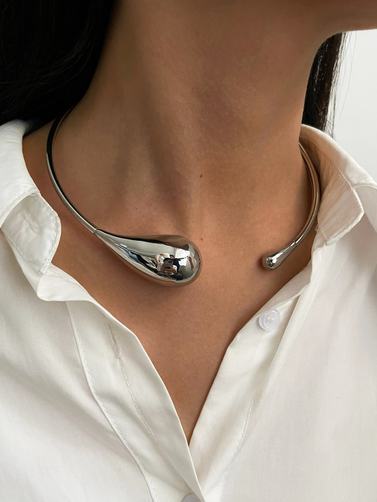 Irregular Chunky Water Drop Open Choker Necklace for Women Girls Punk Goth Fashion Vacation Jewelry 250716
