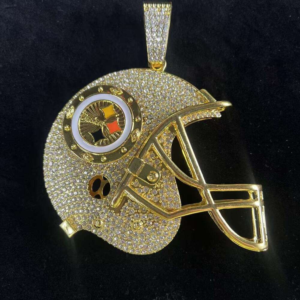 Full Dia Football Cap Pendant Personality Creative Design Trendy Accessories Cuban Necklace