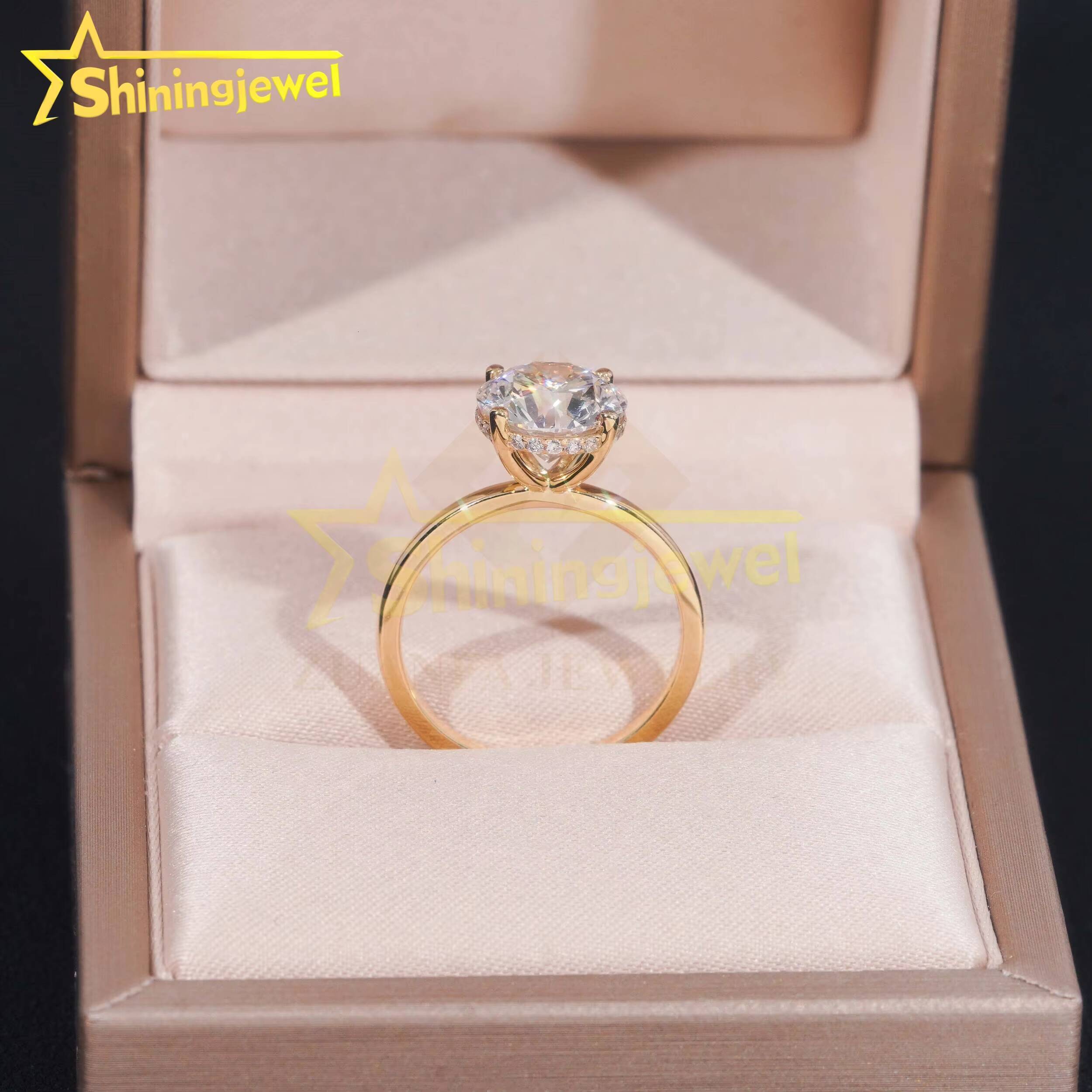 Customized Classical Lab Diamonds10K 14K 18K Solid Gold GRA Moissanite Pass Diamond Tester Solitaire Wedding Rings Fine Jewelry