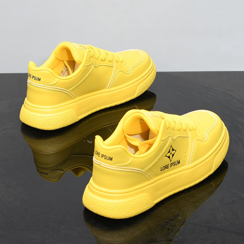 Designer Casual Shoes for men free shipping New fashionable versatile thick soled height increasing shoes yellow white green