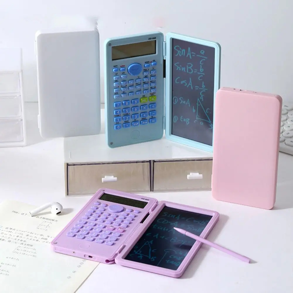 2 IN 1 Scientific Calculator with LCD Notepad 12 Digits Math Calculator Portable Foldable Handwriting Board School Office 250717