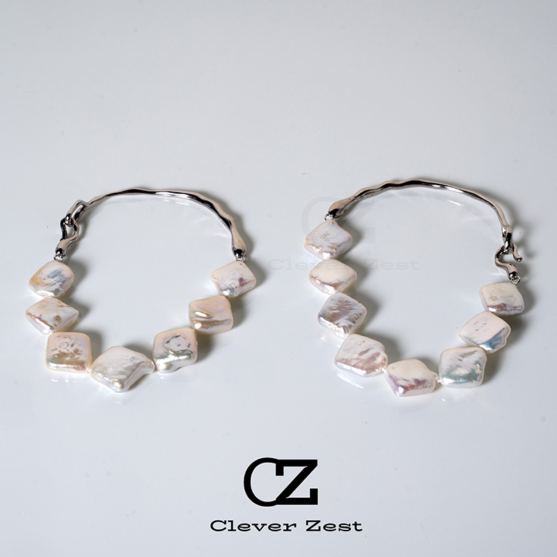 Faux pearl bracelet irregular pearl baroque shaped natural pearl S925 silver bracelet with unique design