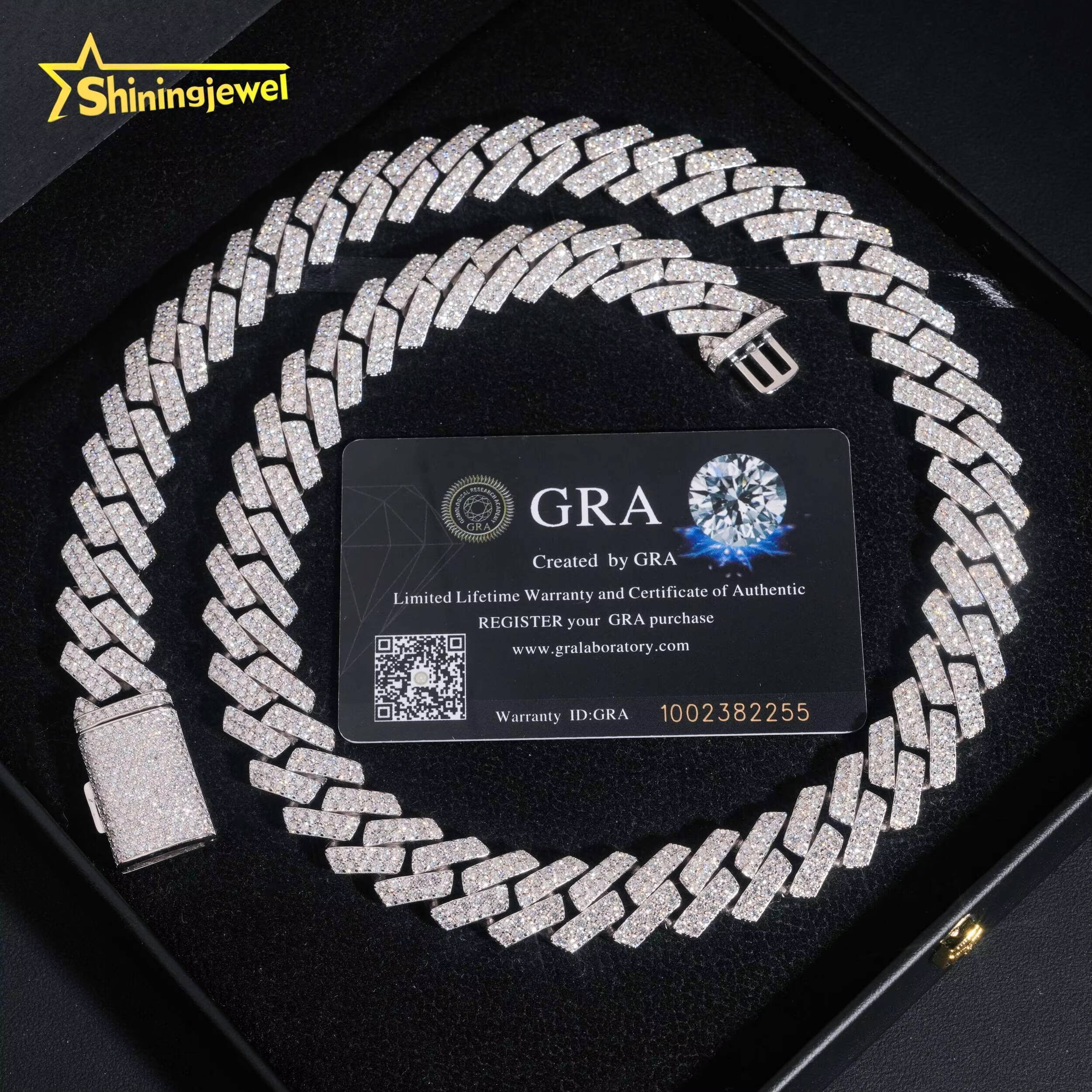 Pass Diamond Test 16mm VVS Moissanite Cuban Link Chain S925 Gold Plated Diamond Iced Out Hip Hop Cuban Link Chain