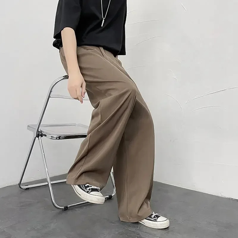 Draped Man Suits Pants Black Trousers for Men Fluid Wide Leg High Quality Clothes Elegant Vintage Fabric Spring 250704
