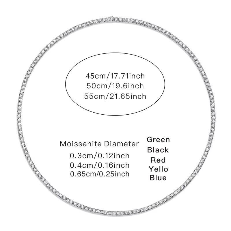 2.0mm~6.5mm Moissanite Necklace Tennis Chain 925 Sterling Silver 18K Gold Plated Gift for Women Moissanite Necklace Jewelry