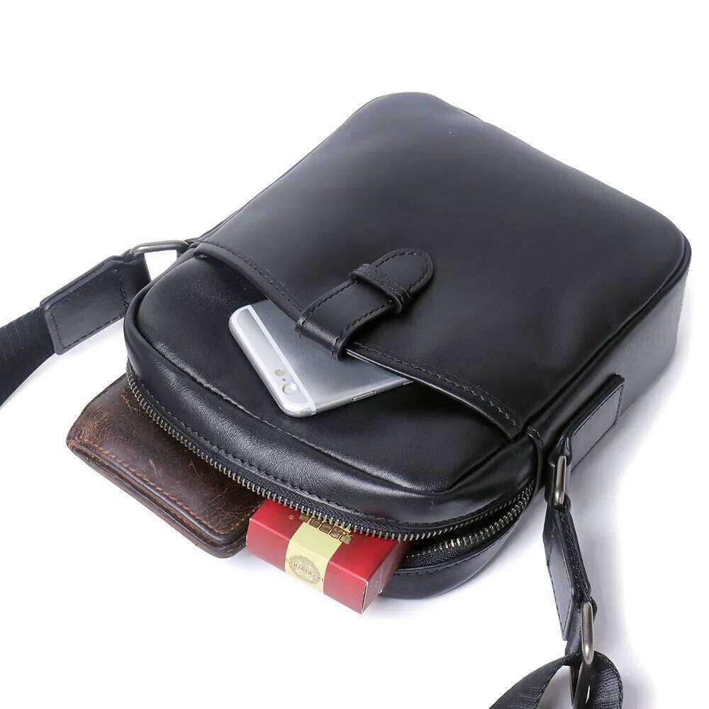 Trendy Korean Style Men's Leather Shoulder Casual Simple Crossbody Bag Wholesale Motorcycle Equipment Accessories