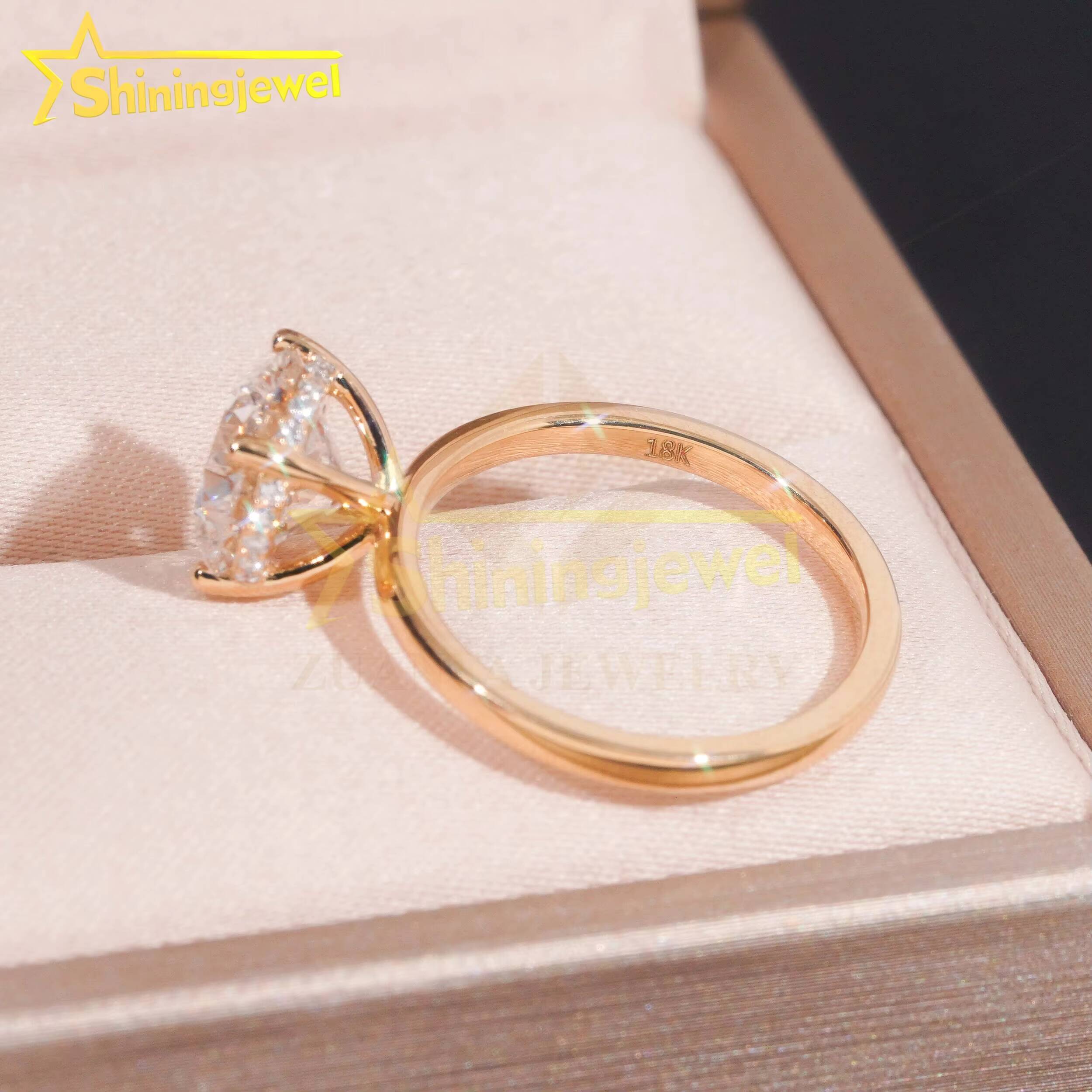 Customized Classical Lab Diamonds10K 14K 18K Solid Gold GRA Moissanite Pass Diamond Tester Solitaire Wedding Rings Fine Jewelry