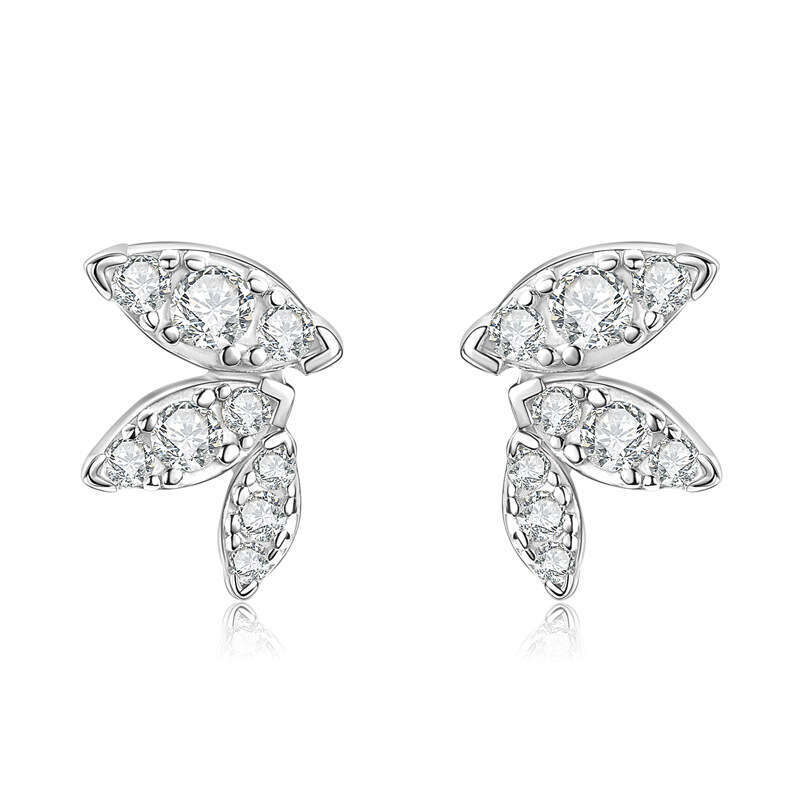 High-End Leaf Stud S Pure Sier Moissanite Niche Exquisite Butterfly Wing Earrings 79D