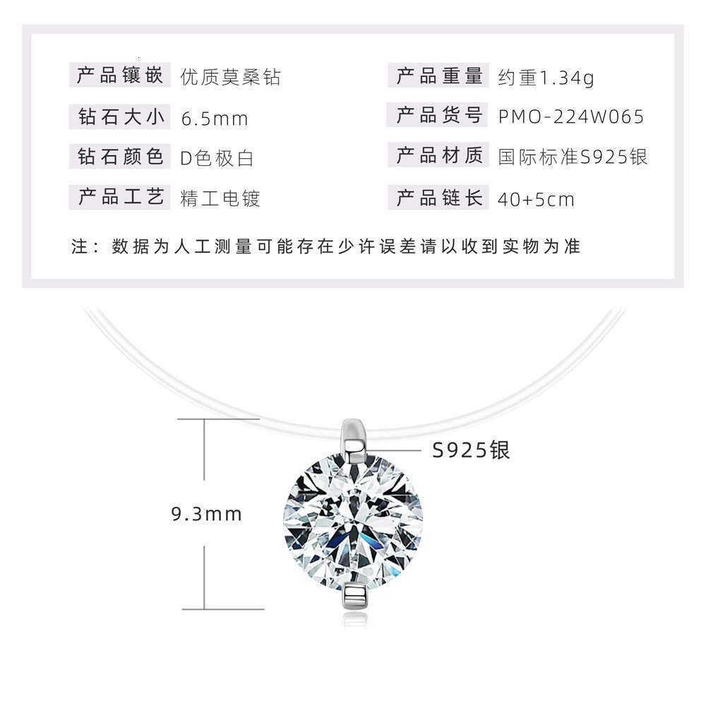 Pretty Good Life Same Style Necklace For Women S Pure Sier Invisible Mermaid Tears 2 fashion Moissanite Pendant 1Fe