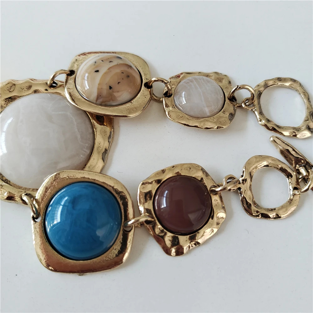 2025 Indian Ethnic Vintage Bracelet Women Fashion Boho Statement Charm Metal Hollow Links Resin Stone Bracelets Jewelry 250717