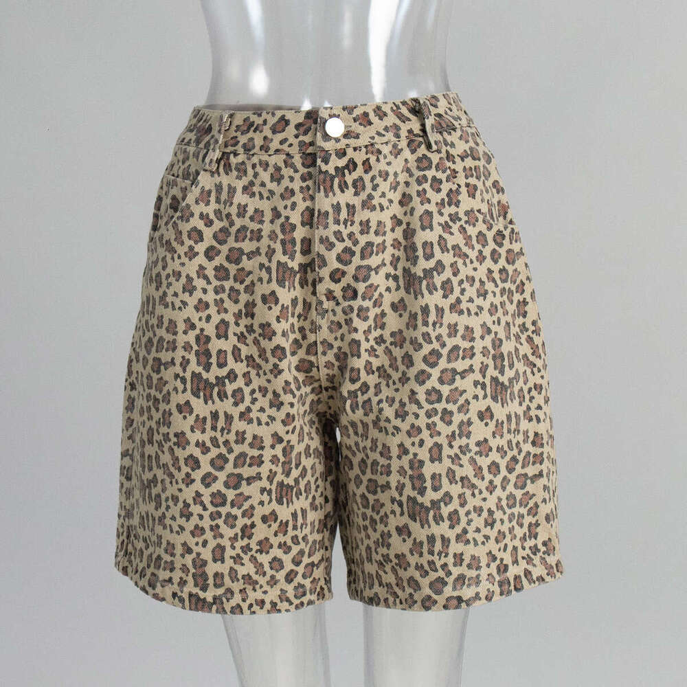 Pure Cotton Spring Summer Fashion Five-Point Ins Style Street Leopard Print Shorts For Women B5