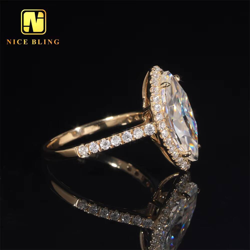 Fashion Jewelry 14K Gold Wedding Ring 3ct VVS Moissanite Marquise Cut Ring Moissanite Engagement Ring for Women