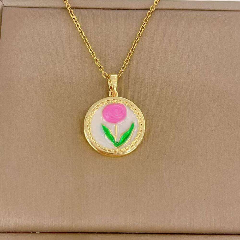 Monet Garden Oil Painting Style Simple Flower Design High-End Necklace For Women Niche Exquisite Versatile Collarbone Chain 617