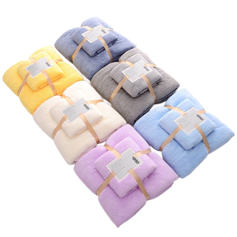 sets High quality jelly velvet absorbent coral velvet thickened non shedding Hair Face Hand Bath Towel Sets