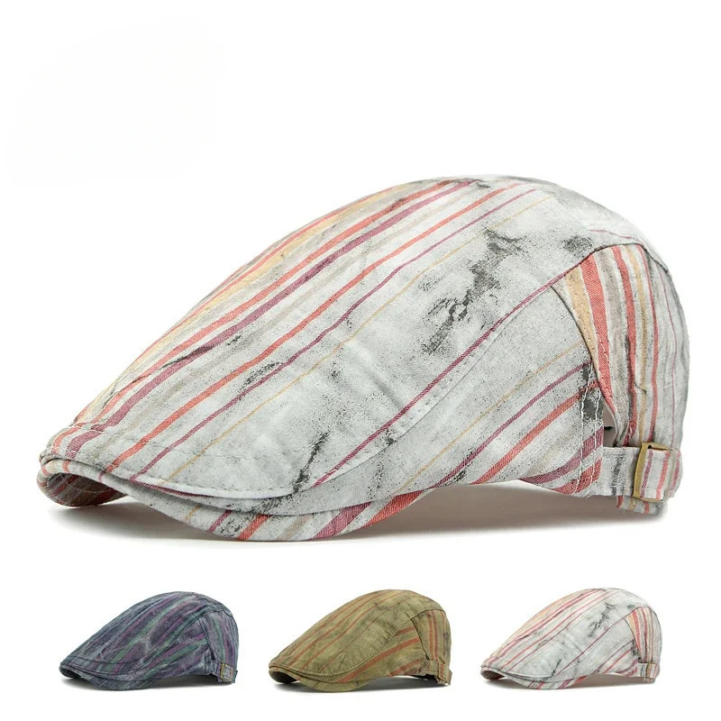 Spring and Summer Cap Womens Personality Graffiti Ink Marks Dirty Cap Mens British Berets Breathable Forward Hat 250716