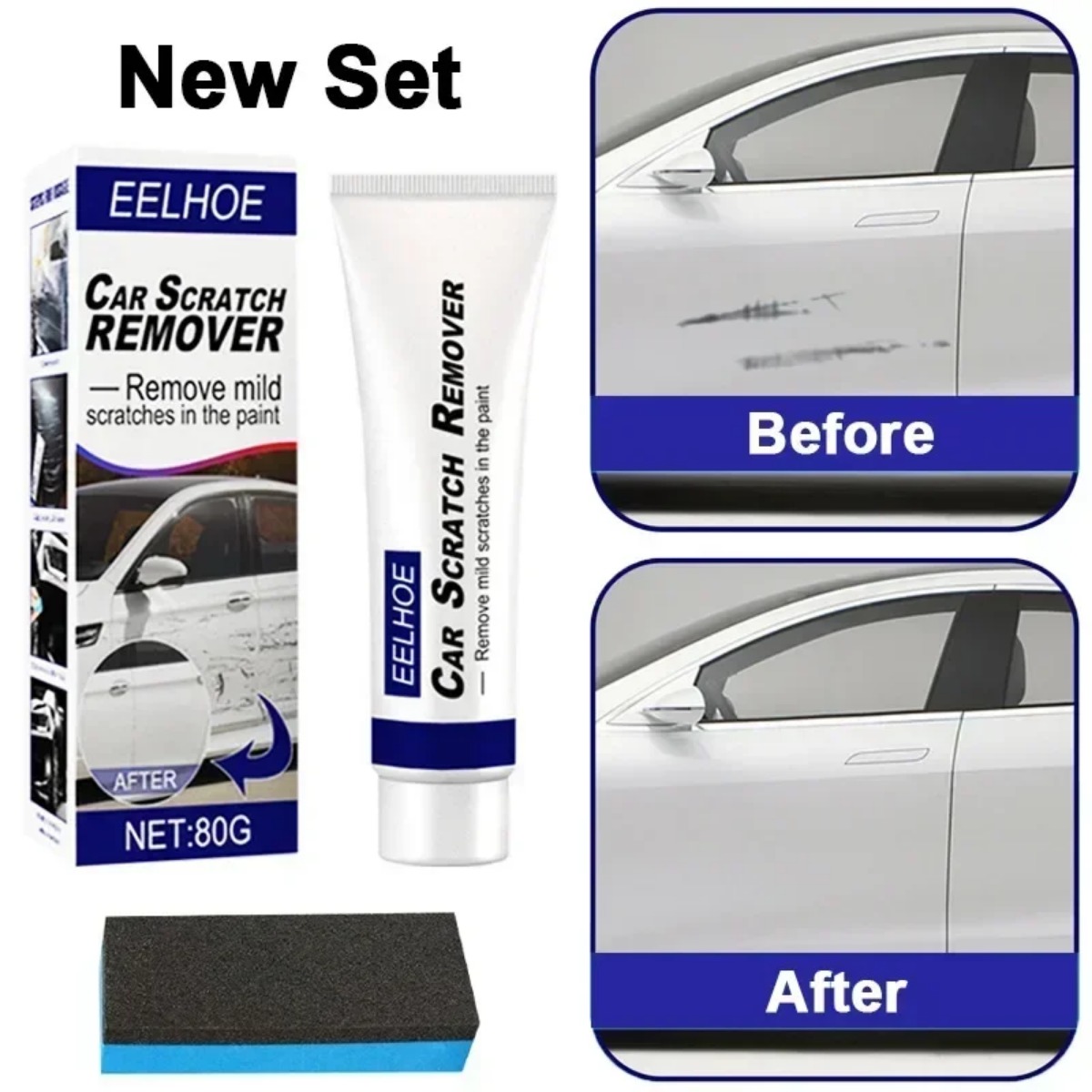 Car Scratch Remover Kit Automotive Paint Repair Compound Polishing Paste Set Paint Care Tools for Surface Restoration and Detailing Accessories One Set