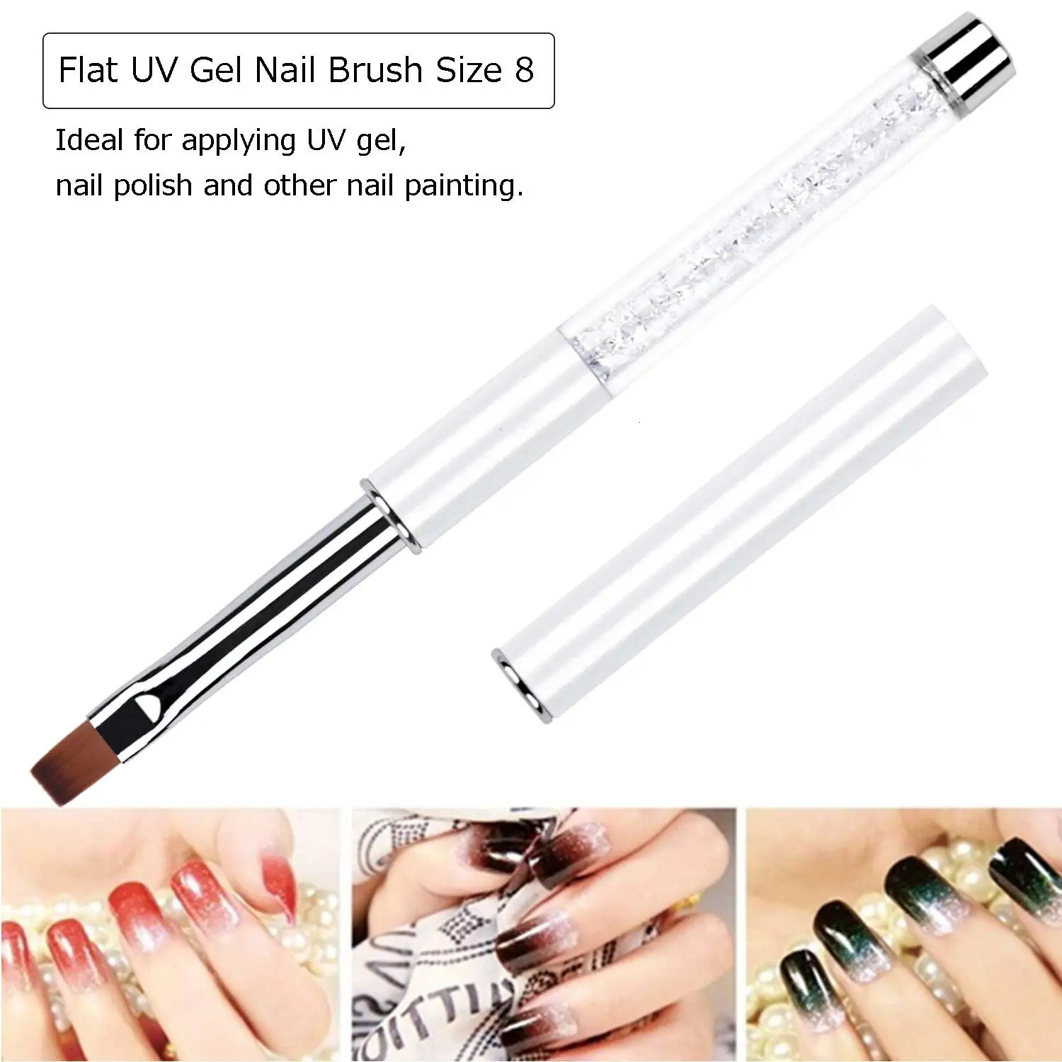 Oval Flat UV Gel Nail Brush Rhinestone Handle Professional Nail Art n Brushes 250716