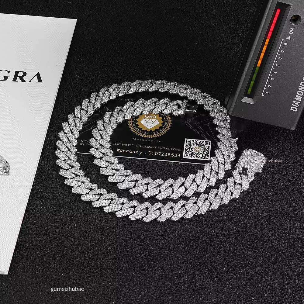 Top Jewelry Necklace Hip Hop jewelry bracelet necklace passes 100% diamond testashionable Pure Sier Moissanite Cuban Chain Necklace