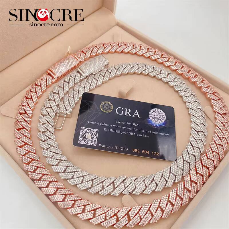 High Quality 15Mm18Inches Cuban Vvs Moissanite Necklace Moissanite Cuban Chain Mossan Hip Hop Necklace