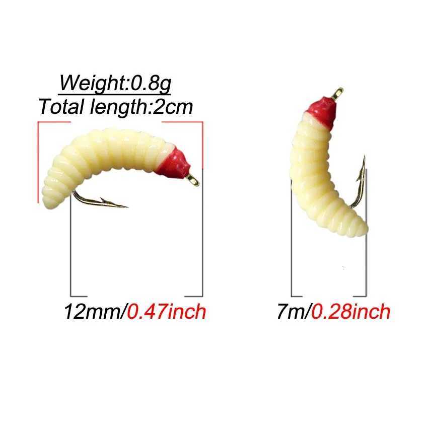 5/10/20Pieces Maggot Fly Fishing Wet Trout Flies Worm Bait for Trout Perch Bass Fishing Fly Insect Lures Z250717