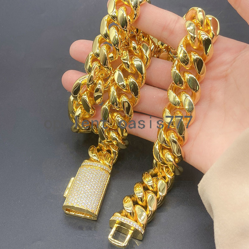 Real Gold Plating Trendy 925 Silver Necklace Moissanite Cuban Link Chain Hip Hop Jewelry Iced Out Cuban Chain