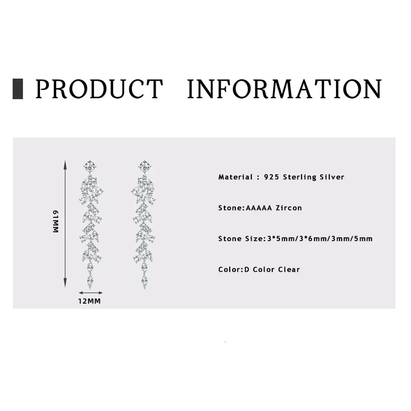 AINUOSHI Maple Leaf Zircon Tassel Long Earrings For Women 925 Sterling Silver Shiny Rhinestone Drop Earrings Party Jewelry Gift 250716