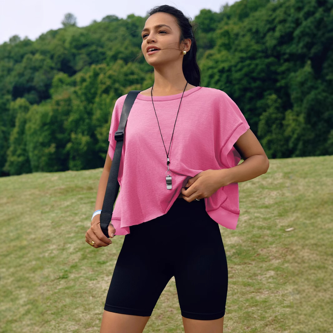 Women's T Shirts Fashion Going Out Tops For Women Cutout Open Back Summer Crop Top Loose Fit Short Sleeve Tee Workout Beach Covers