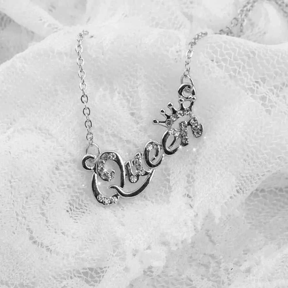 New Fashion Luxury Gold-Color Queen Crown Chain Necklace Zircon Crystal Women Jewelry Birthday Gift XJ250717
