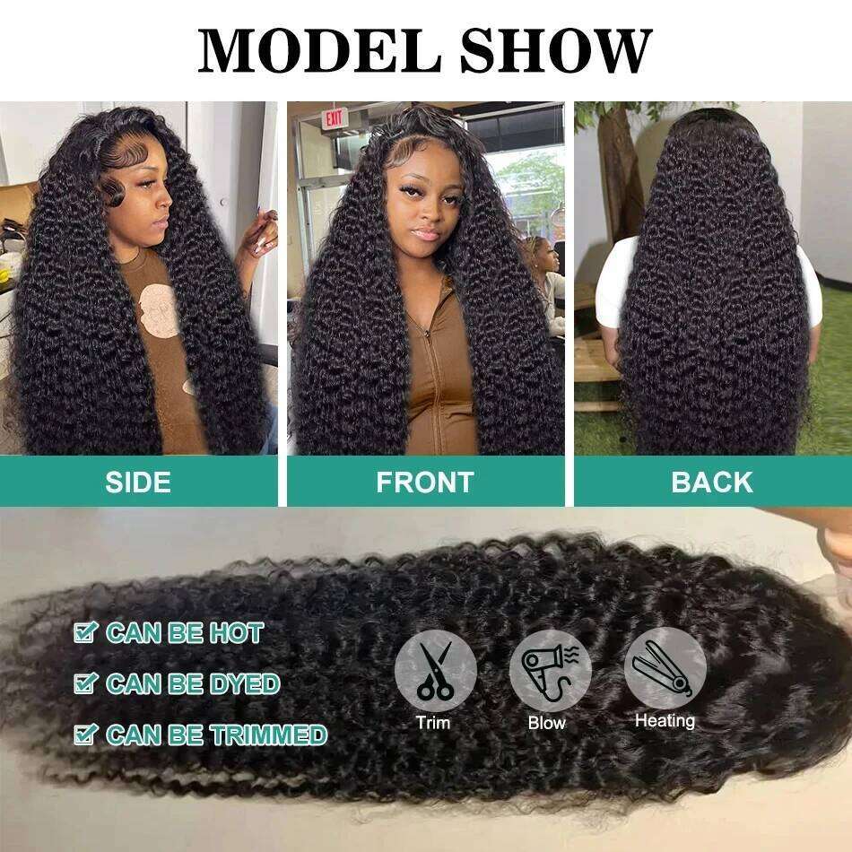 Wigirl HD 30 40 Inches 200% Curly Deep Wave 13X6 Front Human Hair Wigs 13X4 Synthetic Lace Frontal Transparent Brazilian Remy Wig