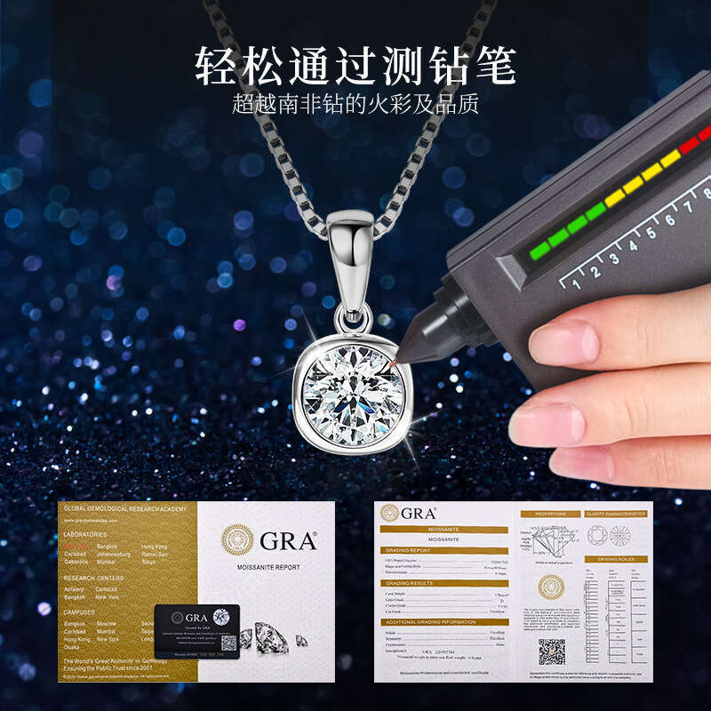 Tiktok Internet Celebrity Live Hearts Eight Arrows Moissanite Necklace Pure Sier Classic Versatile Small Rock Candy Collarbone Chain 19B