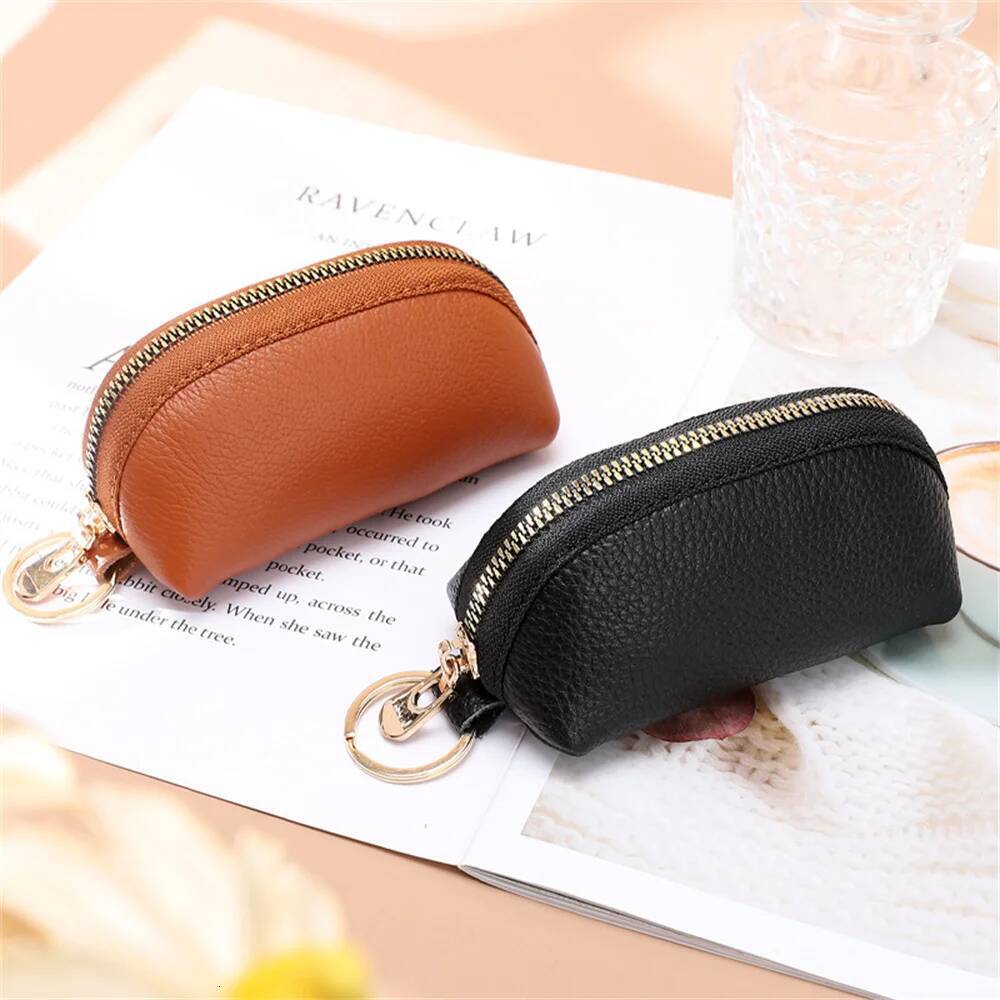 Soft Leather Holder Organizer Pouch Men Women Car Wallet House Keychain Housekeeper Key Case Zipper Mini Card Bag