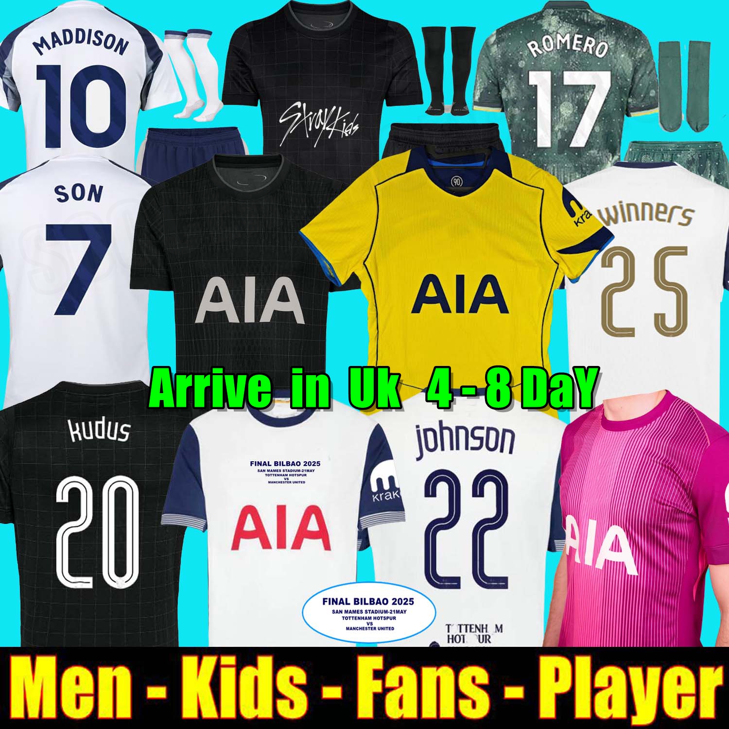 24 25 26 SON Soccer Jerseys 2025 2026 Football shirt VAN DE VEN KULUSEVSKI MADDISON VICARIO Johnson GRAY BERGVALL final Winners TEL KUDUS THFC x Stray Limited Edition