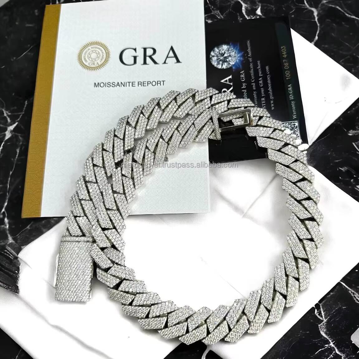 16mm 3 Rows Cuban Chain D VVS Moissanite Cuban Link Chain Iced Out 925 Silver Hiphop Moissanite Chain Cuban Necklace