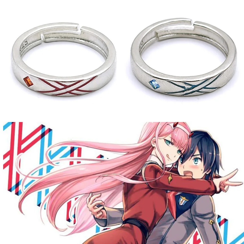A Set Anime DARLING in the FRANXX Cosplay Ring 02 Zero Two Metal Adjustable Rings Jewelry Prop Accessories Gift 250704