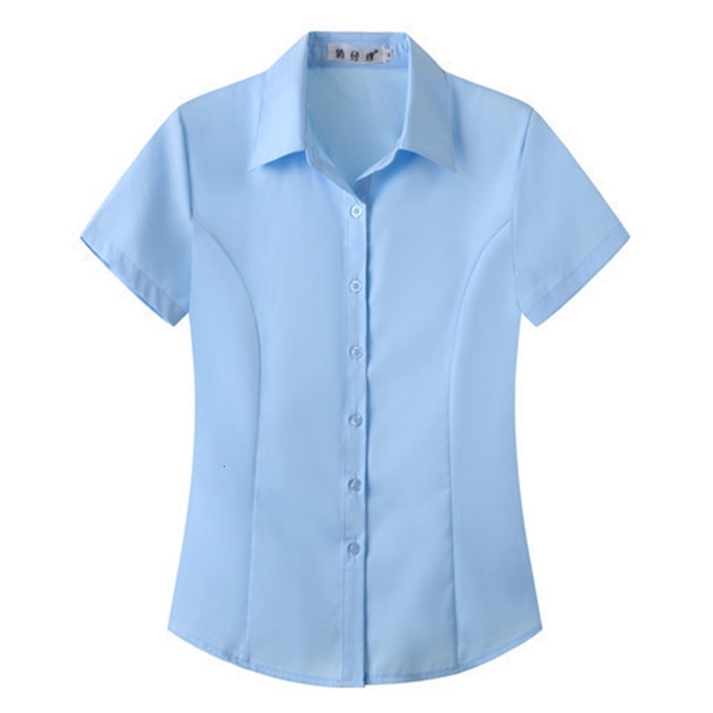 Womens Shortsleeved Slimfitting White Large Size Business Wear Women Shirt Tops Blouse 250704