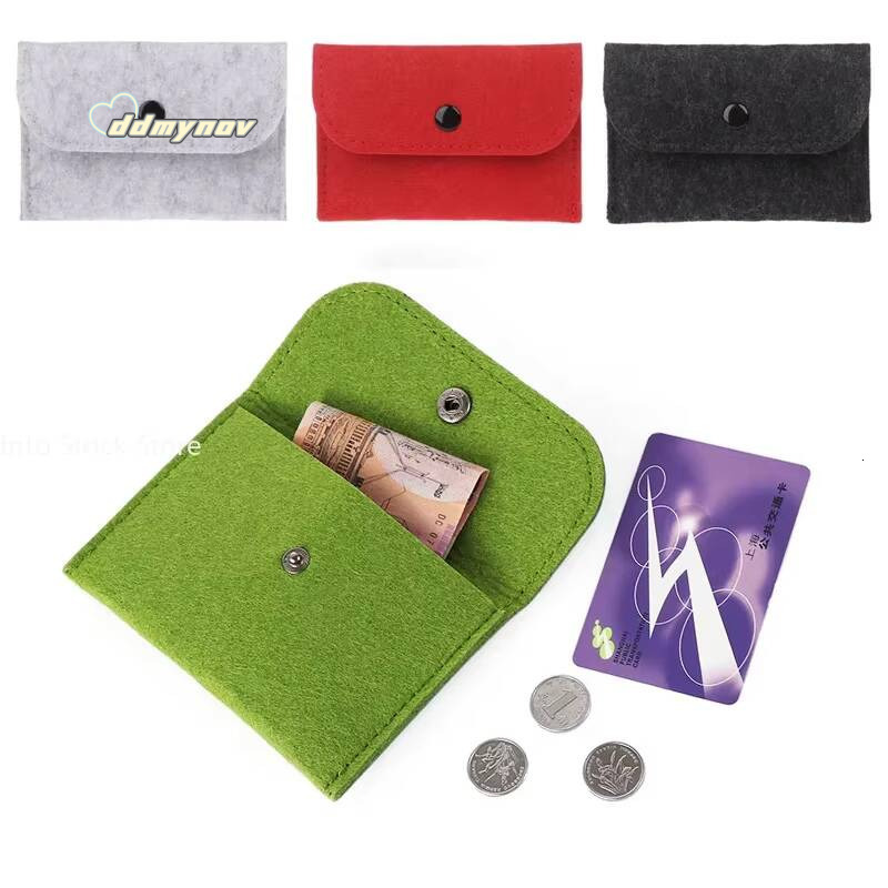 Unisex Felt Purse Bag Women Girls Mini Zipper Coin Wallet Case Casual Square Money Change Card Key Holder Pouch ddmynov