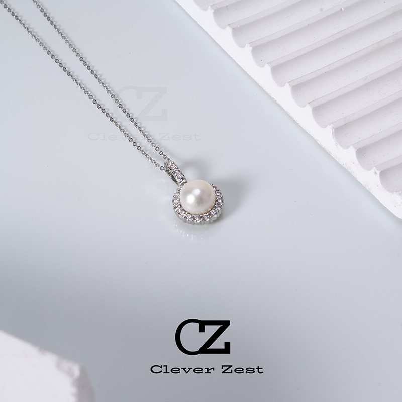 Natural Freshwater Pearls Freshwater Nucleated Double Layers Sparkling Zirconia Pendant Fashion Party Ladies Gift