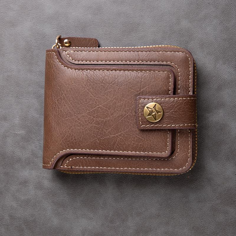 Designer Quality Men Short Wallet European And American Fashion Multifunctional Retro Horizontal Coin Purse Zipper Buckle Card Holder Luxury Wallet Me