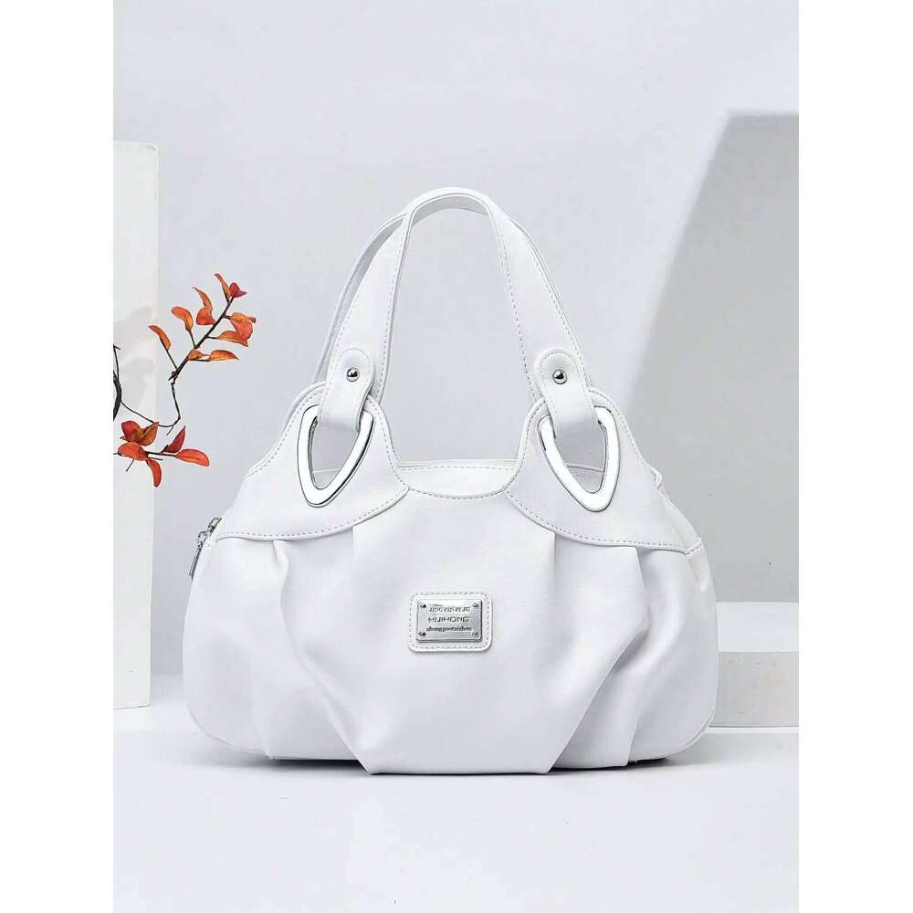 Fashionable and minimalist shoulder solid color large capacity portable tote bag, essential for daily shopping