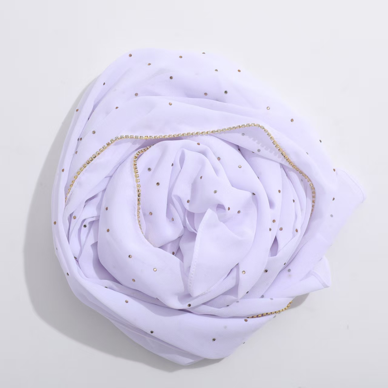 T1232 Pearl Chiffon Hot Diamond Chain Scarf Long Shawl Muslim Women's Silk Scarf National Headscarf